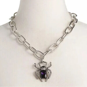 BETSEY JOHNSON Halloween Rich Witch Thick Chain Purple Gemstone Necklace NEW NWT